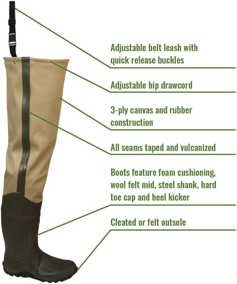 FROGG TOGGS Bull Frogg 3-ply PVC Canvas Waterproof Fishing Bootfoot Hip Wader for Fishing, Cleated or Felt - Image 2
